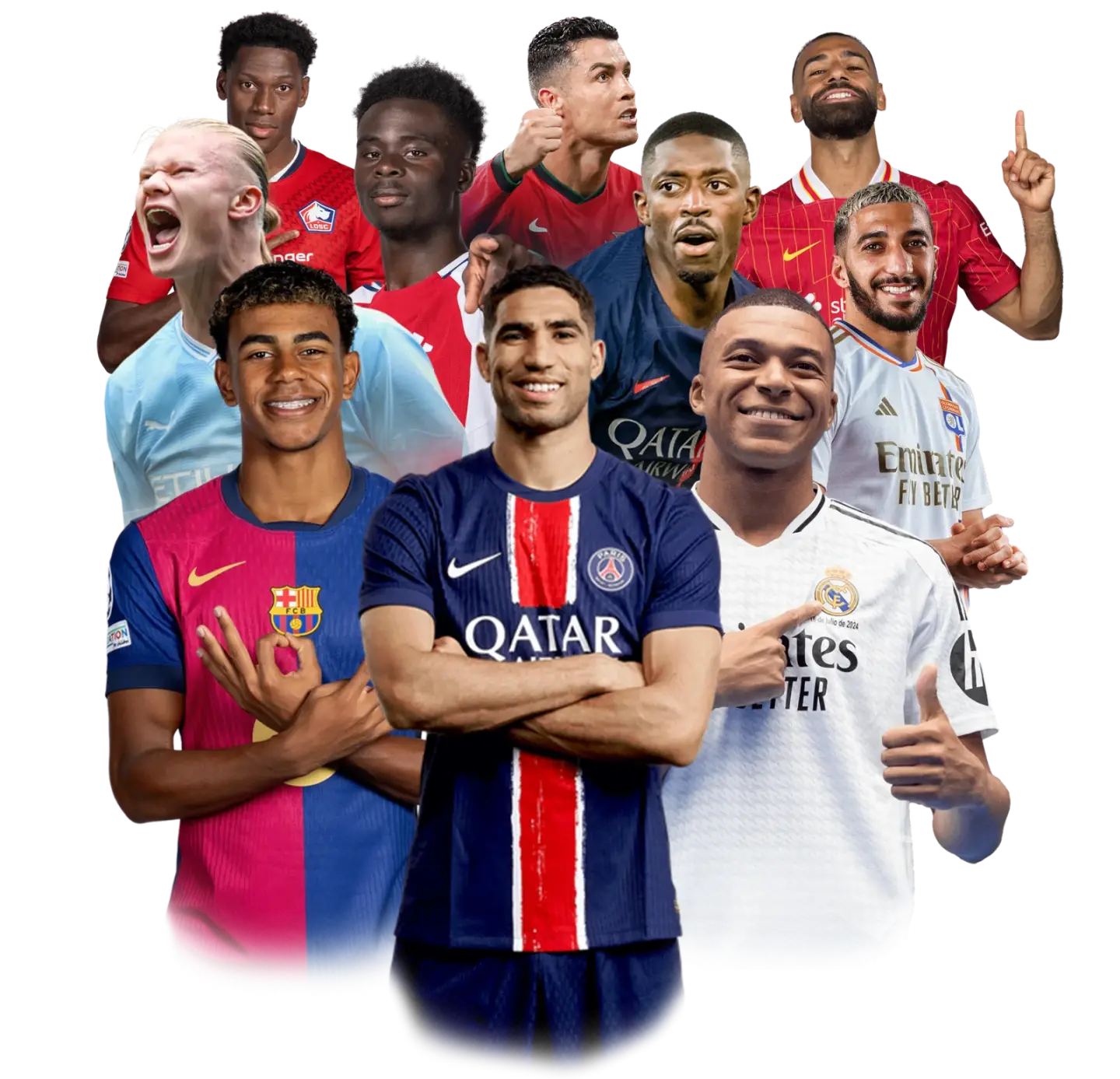 Collage of football stars from the worldwide Pro IPTV UK sport lineup